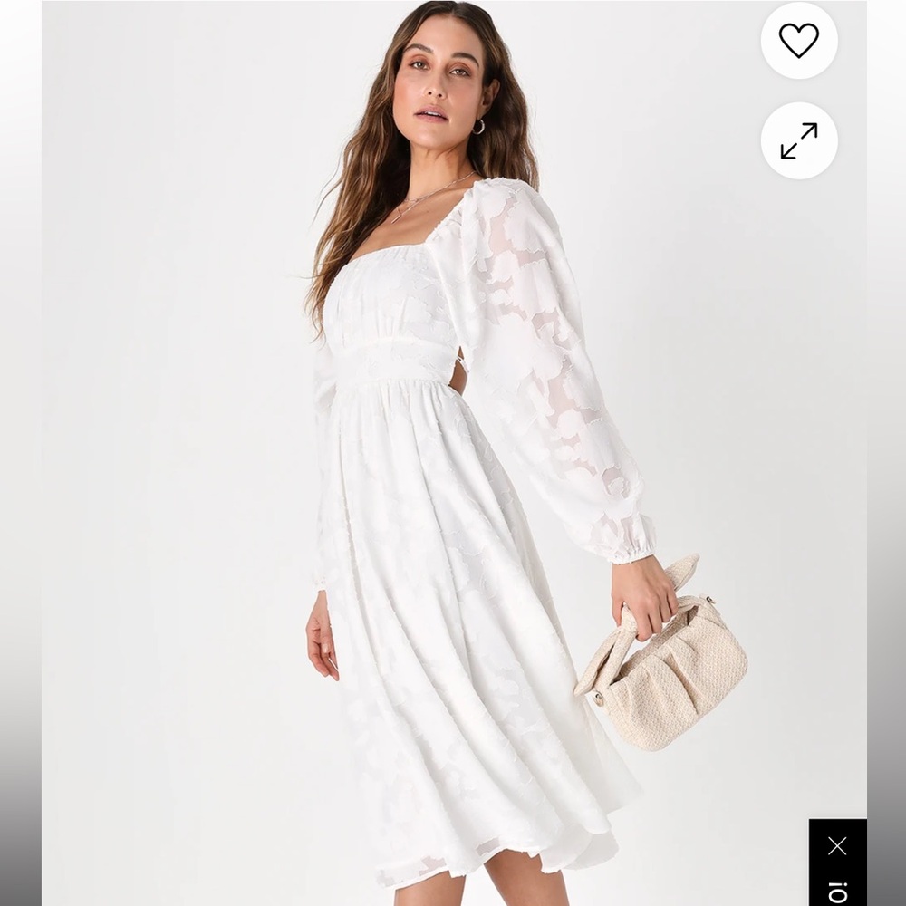 Lulus White Floral Midi Dress